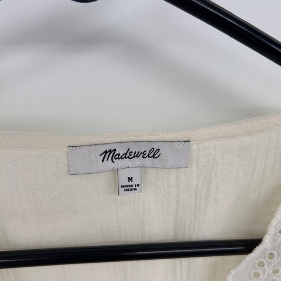 Madewell Eyelet Lace Trimmed Button Up Blouse Ivory Long Sleeve Women Size M - Picture 2 of 4